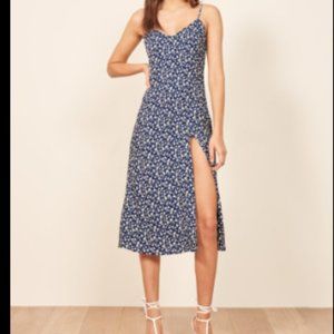 Reformation Blue Floral Midi Dress